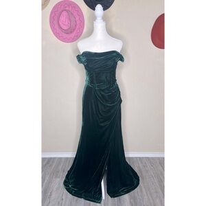 Off The Shoulder Velvet Prom Dress